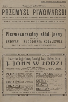 Przemysł Piwowarski : organ Centralnego Związku Przemysłu Piwowarskiego i Słodowniczego w Rzeczypospolitej Polskiej. R.5, 1927, № 52