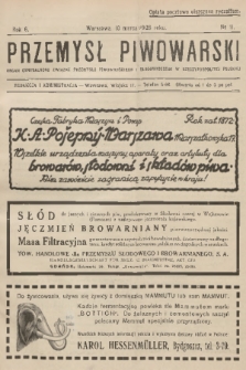 Przemysł Piwowarski : organ Centralnego Związku Przemysłu Piwowarskiego i Słodowniczego w Rzeczypospolitej Polskiej. R.6, 1928, № 11
