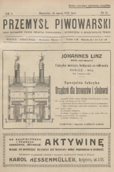 Przemysł Piwowarski : organ Centralnego Związku Przemysłu Piwowarskiego i Słodowniczego w Rzeczypospolitej Polskiej. R.6, 1928, № 13