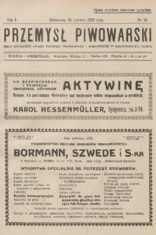 Przemysł Piwowarski : organ Centralnego Związku Przemysłu Piwowarskiego i Słodowniczego w Rzeczypospolitej Polskiej. R.6, 1928, № 26