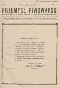 Przemysł Piwowarski : organ Centralnego Związku Przemysłu Piwowarskiego i Słodowniczego w Rzeczypospolitej Polskiej. R.7, 1929, № 3-4