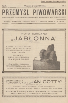 Przemysł Piwowarski : organ Centralnego Związku Przemysłu Piwowarskiego i Słodowniczego w Rzeczypospolitej Polskiej. R.7, 1929, № 5