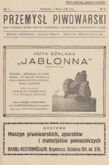 Przemysł Piwowarski : organ Centralnego Związku Przemysłu Piwowarskiego i Słodowniczego w Rzeczypospolitej Polskiej. R.7, 1929, № 9