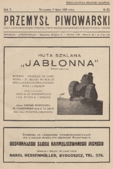 Przemysł Piwowarski : organ Centralnego Związku Przemysłu Piwowarskiego i Słodowniczego w Rzeczypospolitej Polskiej. R.7, 1929, № 27