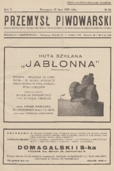 Przemysł Piwowarski : organ Centralnego Związku Przemysłu Piwowarskiego i Słodowniczego w Rzeczypospolitej Polskiej. R.7, 1929, № 28