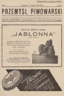 Przemysł Piwowarski : organ Centralnego Związku Przemysłu Piwowarskiego i Słodowniczego w Rzeczypospolitej Polskiej. R.7, 1929, № 31