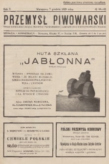 Przemysł Piwowarski : organ Centralnego Związku Przemysłu Piwowarskiego i Słodowniczego w Rzeczypospolitej Polskiej. R.7, 1929, № 48-49