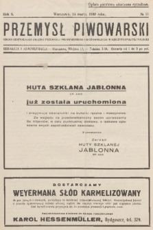 Przemysł Piwowarski : organ Centralnego Związku Przemysłu Piwowarskiego i Słodowniczego w Rzeczypospolitej Polskiej. R.8, 1930, № 11