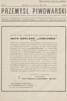 Przemysł Piwowarski : organ Centralnego Związku Przemysłu Piwowarskiego i Słodowniczego w Rzeczypospolitej Polskiej. R.8, 1930, № 24