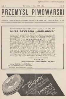 Przemysł Piwowarski : organ Centralnego Związku Przemysłu Piwowarskiego i Słodowniczego w Rzeczypospolitej Polskiej. R.8, 1930, № 29
