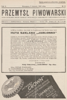Przemysł Piwowarski : organ Centralnego Związku Przemysłu Piwowarskiego i Słodowniczego w Rzeczypospolitej Polskiej. R.8, 1930, № 31