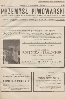 Przemysł Piwowarski : organ Centralnego Związku Przemysłu Piwowarskiego i Słodowniczego w Rzeczypospolitej Polskiej. R.8, 1930, № 41