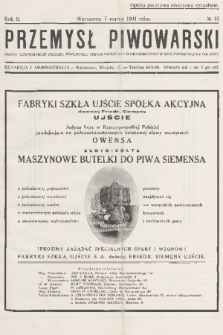 Przemysł Piwowarski : organ Centralnego Związku Przemysłu Piwowarskiego i Słodowniczego w Rzeczypospolitej Polskiej. R.9, 1931, № 10