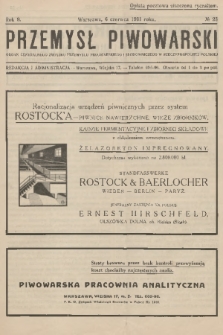 Przemysł Piwowarski : organ Centralnego Związku Przemysłu Piwowarskiego i Słodowniczego w Rzeczypospolitej Polskiej. R.9, 1931, № 23