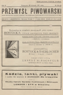 Przemysł Piwowarski : organ Centralnego Związku Przemysłu Piwowarskiego i Słodowniczego w Rzeczypospolitej Polskiej. R.9, 1931, № 34-35