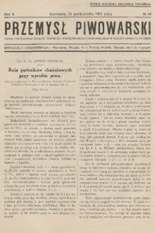Przemysł Piwowarski : organ Centralnego Związku Przemysłu Piwowarskiego i Słodowniczego w Rzeczypospolitej Polskiej. R.9, 1931, № 44