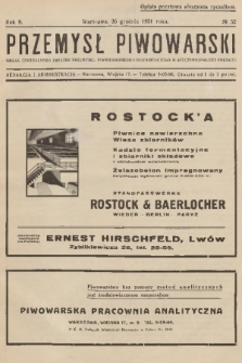 Przemysł Piwowarski : organ Centralnego Związku Przemysłu Piwowarskiego i Słodowniczego w Rzeczypospolitej Polskiej. R.9, 1931, № 52 + dod.