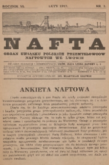 Nafta : organ Związku Polskich Przemysłowców Naftowych we Lwowie. R.6, 1927, nr 2