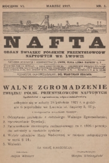 Nafta : organ Związku Polskich Przemysłowców Naftowych we Lwowie. R.6, 1927, nr 3