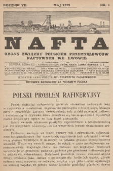 Nafta : organ Związku Polskich Przemysłowców Naftowych we Lwowie. R.7, 1928, nr 5
