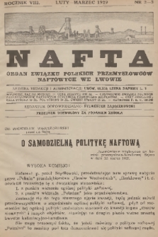 Nafta : organ Związku Polskich Przemysłowców Naftowych we Lwowie. R.8, 1929, nr 2-3