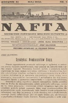 Nafta : miesięcznik poświęcony sprawom naftowym. R.11, 1932, nr 5