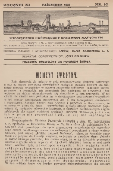 Nafta : miesięcznik poświęcony sprawom naftowym. R.11, 1932, nr 10