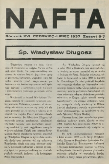 Nafta. R.16, 1937, Zeszyt 6-7