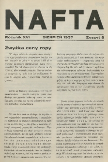 Nafta. R.16, 1937, Zeszyt 8