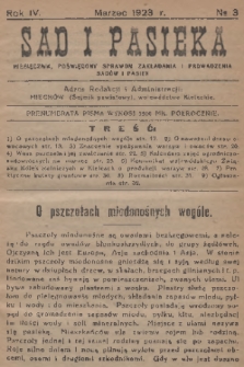 Sad i Pasieka : miesięcznik, poświęcony sprawom zakładania i prowadzenia sadów i pasiek. R.4, 1923, № 3