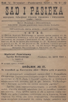 Sad i Pasieka : miesięcznik, poświęcony sprawom zakładania i prowadzenia sadów i pasiek. R.4, 1923, № 9-10