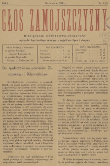 Głos Zamojszczyzny : miesięcznik oświatowo - społeczny. R.1, 1928, nr 1