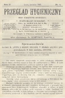Przegląd Hygieniczny : organ Towarzystwa Hygienicznego. R.2, 1903, nr 4
