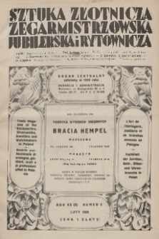 Sztuka Złotnicza, Zegarmistrzowska, Jubilerska i Rytownicza : organ centralny. R.20 (2), 1929, nr 2