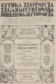 Sztuka Złotnicza, Zegarmistrzowska, Jubilerska i Rytownicza : organ centralny. R.20 (2), 1929, nr 3