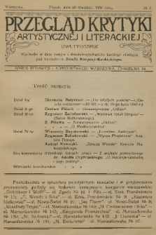 Przegląd Krytyki Artystycznej i Literackiej. [R.1], 1909, № 7