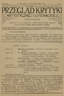 Przegląd Krytyki Artystycznej i Literackiej. [R.1], 1909, № 13