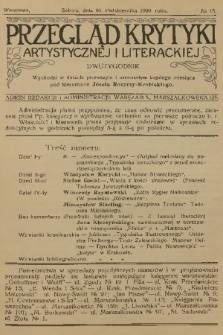 Przegląd Krytyki Artystycznej i Literackiej. [R.1], 1909, № 15