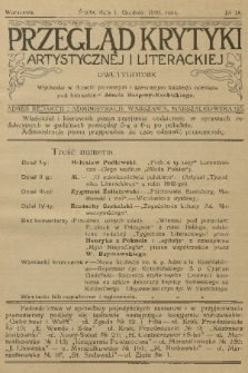 Przegląd Krytyki Artystycznej i Literackiej. [R.1], 1909, № 18