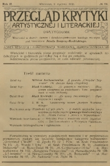 Przegląd Krytyki Artystycznej i Literackiej. R.2, 1910, № 20