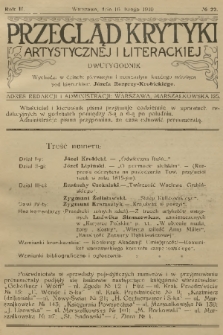 Przegląd Krytyki Artystycznej i Literackiej. R.2, 1910, № 22