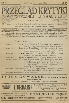 Przegląd Krytyki Artystycznej i Literackiej. R.2, 1910, № 27