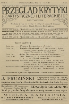 Przegląd Krytyki Artystycznej i Literackiej. R.2, 1910, № 31