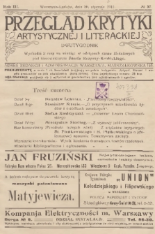 Przegląd Krytyki Artystycznej i Literackiej. R.3, 1911, № 37
