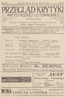 Przegląd Krytyki Artystycznej i Literackiej. R.4, 1912, № 51