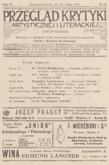 Przegląd Krytyki Artystycznej i Literackiej. R.4, 1912, № 52