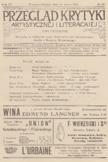 Przegląd Krytyki Artystycznej i Literackiej. R.4, 1912, № 53