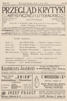 Przegląd Krytyki Artystycznej i Literackiej. R.4, 1912, № 58