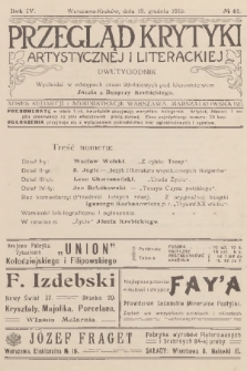 Przegląd Krytyki Artystycznej i Literackiej. R.4, 1912, № 61