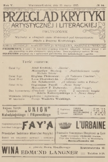 Przegląd Krytyki Artystycznej i Literackiej. R.5, 1913, № 64